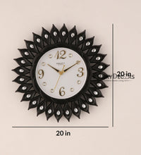 Load image into Gallery viewer, Funkytradition Black Sun Shaped Wall Clock Watch Decor For Home Office And Gifts 40 Cm Tall Clocks
