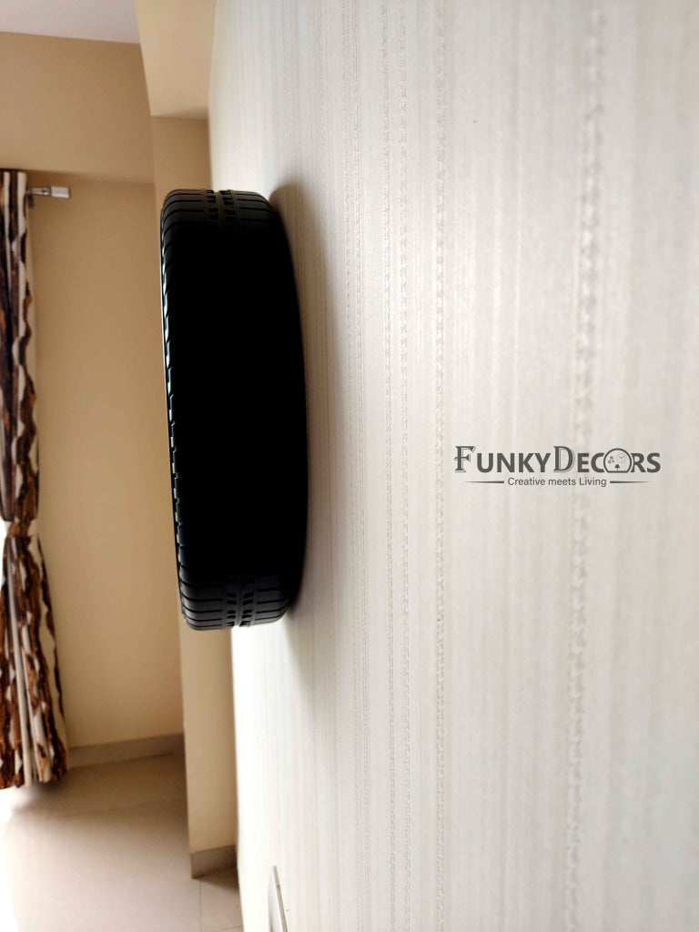 FunkyDecors Black Tyre Look Wall Clock Watch Decor For Home Office And Gifts 50 Cm Tall Clocks