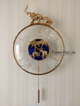 Load image into Gallery viewer, Funkytradition Blue Minimal Transparent Elephant Pendulum Wall Clock Watch Decor For Home Office And
