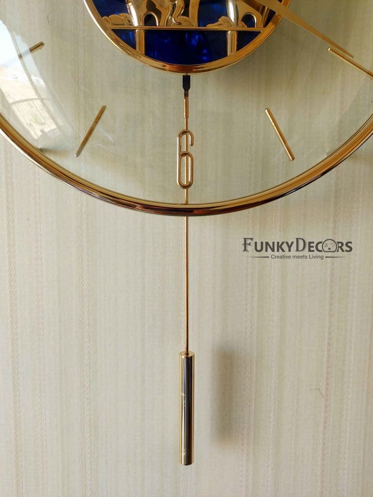 FunkyDecors Blue Minimal Transparent Elephant Pendulum Wall Clock Watch Decor For Home Office And