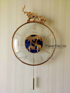 Funkytradition Blue Minimal Transparent Elephant Pendulum Wall Clock Watch Decor For Home Office And
