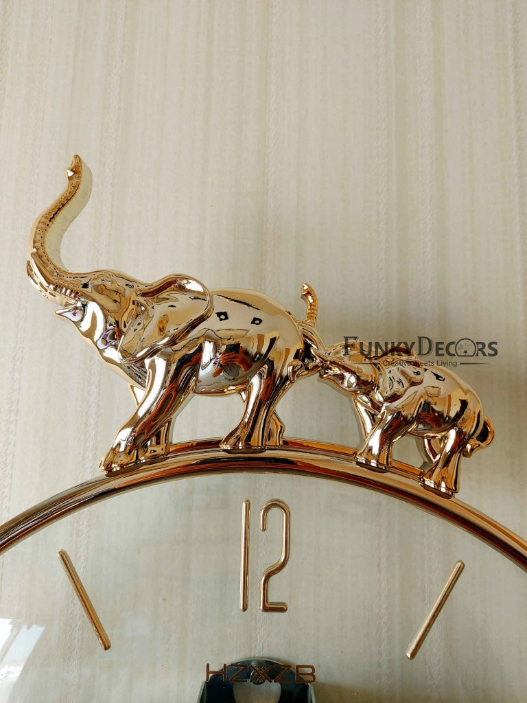 FunkyDecors Blue Minimal Transparent Elephant Pendulum Wall Clock Watch Decor For Home Office And