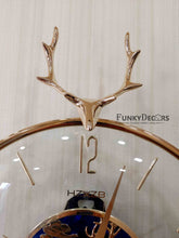 Load image into Gallery viewer, Funkytradition Blue Minimal Transparent Reindeer Pendulum Wall Clock Watch Decor For Home Office And
