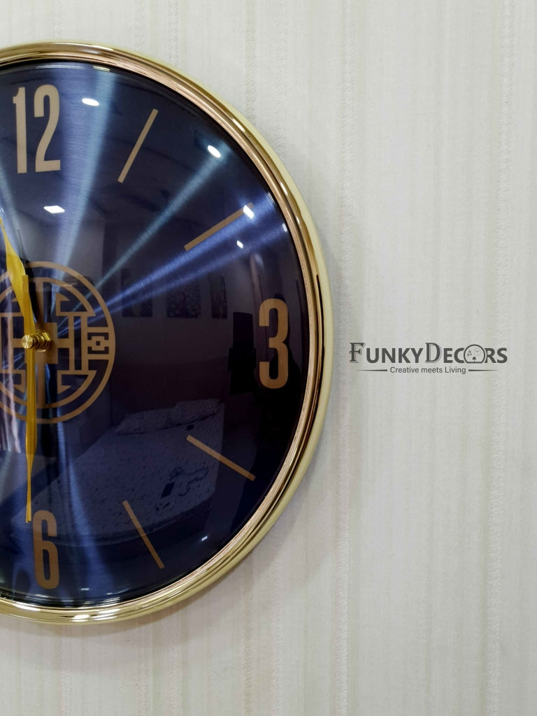Funkytradition Blue Minimal Wall Clock Watch Decor For Home Office And Gifts 35 Cm Tall Clocks