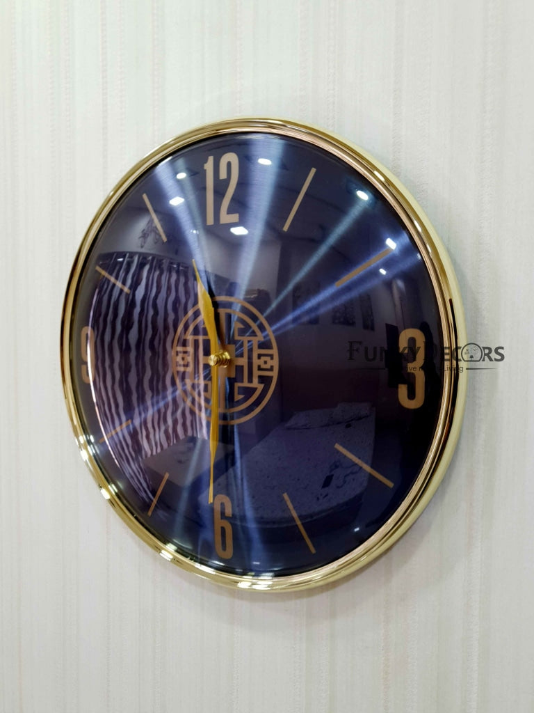 FunkyDecors Blue Minimal Wall Clock Watch Decor For Home Office And Gifts 35 Cm Tall Clocks