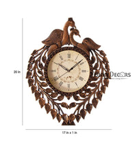 Load image into Gallery viewer, Funkytradition Brown Beautiful Peacock Wall Clock Watch Decor For Home Office And Gifts 54 Cm Tall
