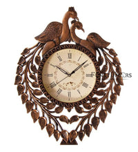 Load image into Gallery viewer, Funkytradition Brown Beautiful Peacock Wall Clock Watch Decor For Home Office And Gifts 54 Cm Tall
