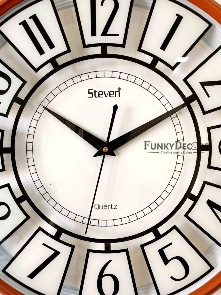 FunkyDecors Brown Glass Minimal Wall Clock Watch Decor For Home Office And Gifts 42 Cm Tall