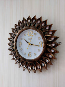 Funkytradition Brown Sun Shaped Wall Clock Watch Decor For Home Office And Gifts 40 Cm Tall Clocks