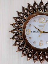 Load image into Gallery viewer, Funkytradition Brown Sun Shaped Wall Clock Watch Decor For Home Office And Gifts 40 Cm Tall Clocks
