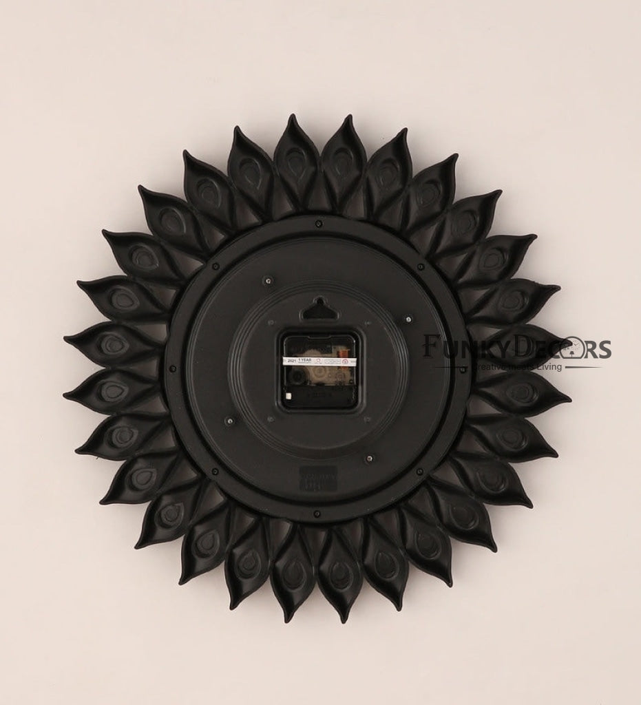 FunkyDecors Brown Sun Shaped Wall Clock Watch Decor For Home Office And Gifts 40 Cm Tall Clocks