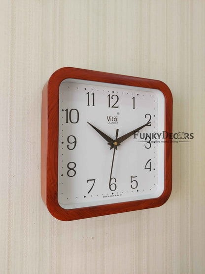 Funkytradition Brown White Minimal Square Wall Clock Watch Decor For Home Office And Gifts Clocks