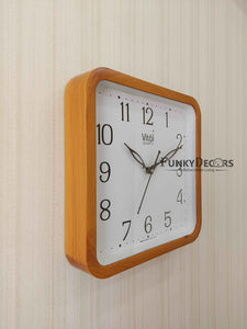 Funkytradition Brown White Minimal Square Wall Clock Watch Decor For Home Office And Gifts Clocks