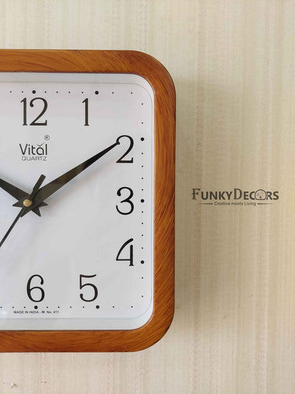 Funkytradition Brown White Minimal Square Wall Clock Watch Decor For Home Office And Gifts Clocks