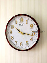 Load image into Gallery viewer, Funkytradition Brown White Minimal Wall Clock Watch Decor For Home Office And Gifts 35 Cm Tall
