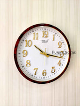 Load image into Gallery viewer, Funkytradition Brown White Minimal Wall Clock Watch Decor For Home Office And Gifts 35 Cm Tall
