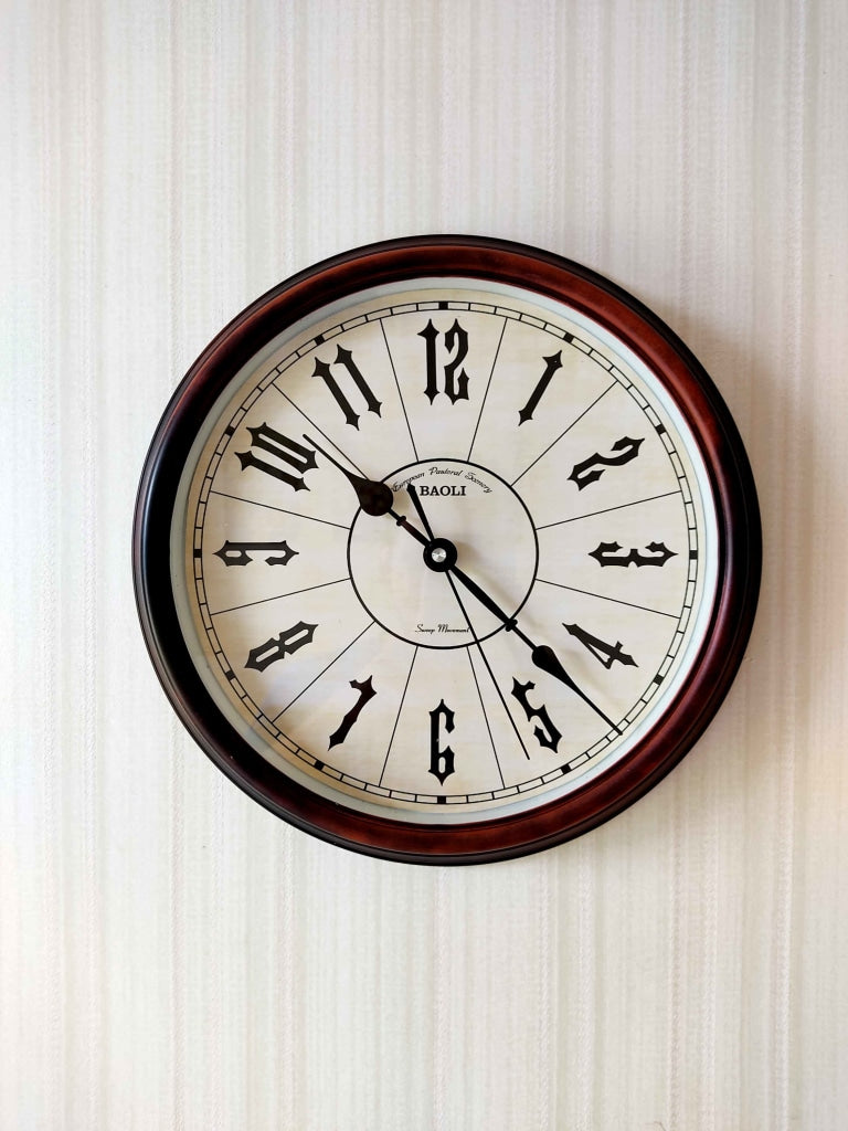 Funkytradition Classic Brown White Wall Clock Watch Decor For Home Office And Gifts 35 Cm Tall