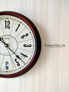 Funkytradition Classic Brown White Wall Clock Watch Decor For Home Office And Gifts 35 Cm Tall
