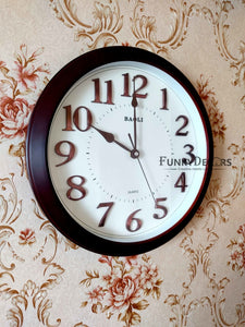 Funkytradition Classic Brown White Wall Clock Watch Decor For Home Office And Gifts 38 Cm Tall