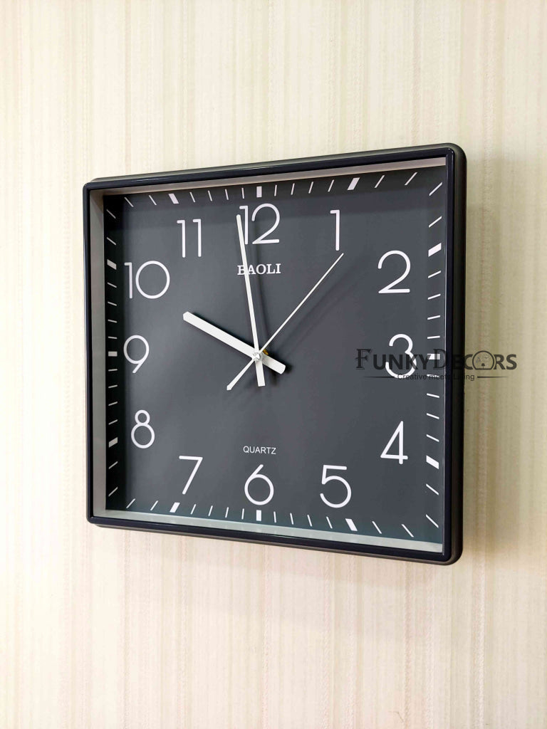 Funkytradition Classic Golden Black And Grey Square Wall Clock Watch Decor For Home Office Gifts 35