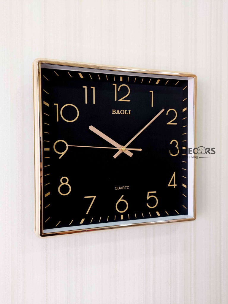 Funkytradition Classic Golden Black And Grey Square Wall Clock Watch Decor For Home Office Gifts 35