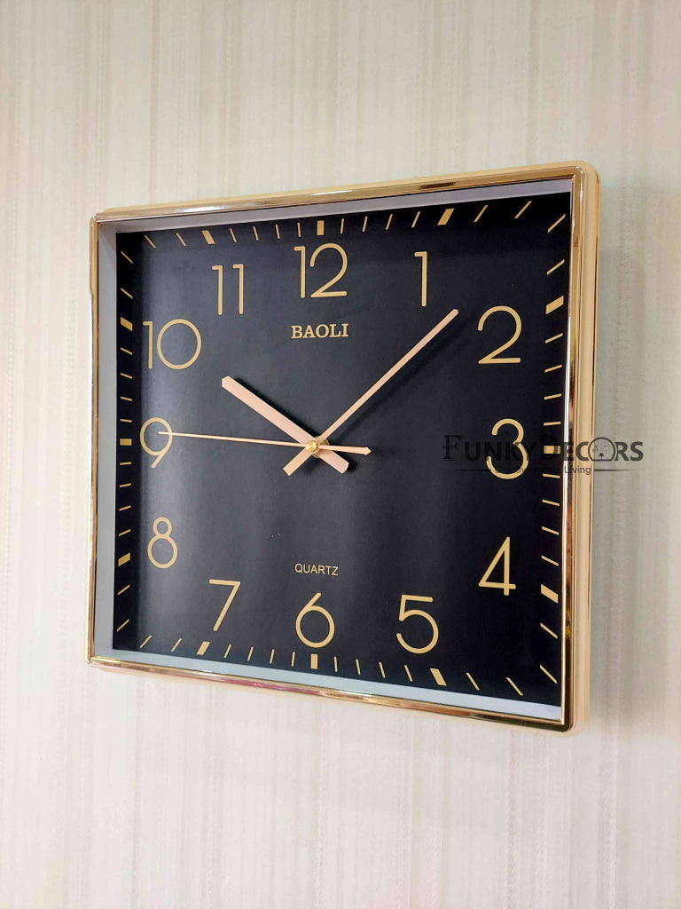 Funkytradition Classic Golden Black And Grey Square Wall Clock Watch Decor For Home Office Gifts 35