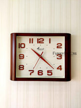 Load image into Gallery viewer, Funkytradition Classic Wooden Design Brown Square Wall Clock Watch Decor For Home Office And Gifts
