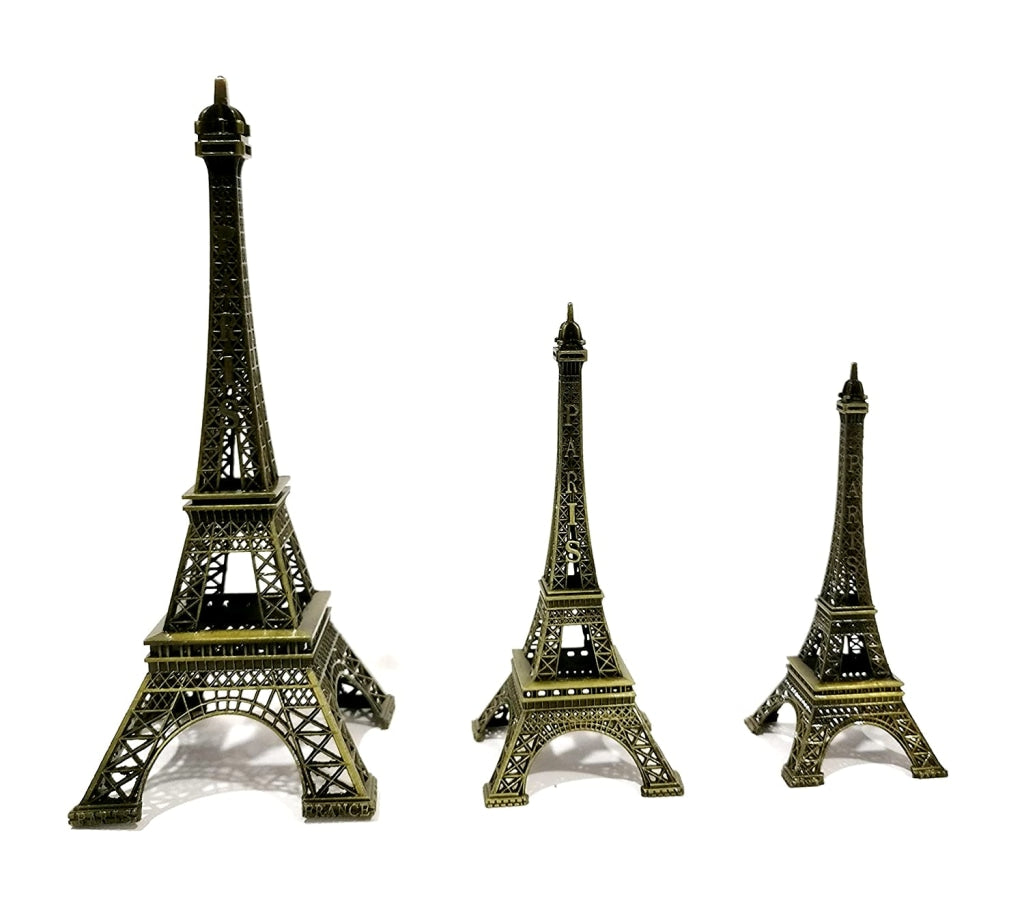 FunkyDecors Combo Set Of 3 Eiffel Tower Statue Metal Showpiece | Birthday Anniversary Gift And