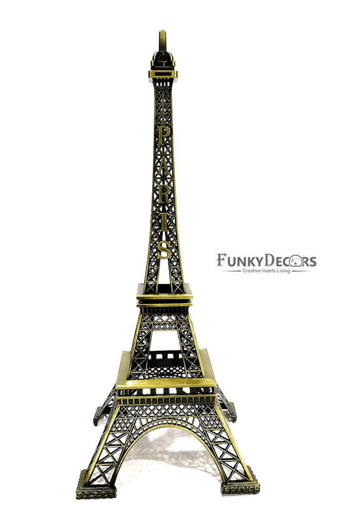 Funkytradition Combo Set Of 3 Eiffel Tower Statue Metal Showpiece | Birthday Anniversary Gift And