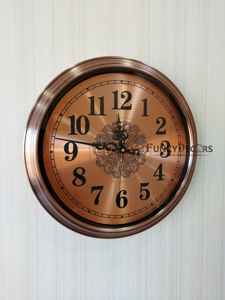 FunkyDecors Copper Elegant Design Wall Clock Watch Decor For Home Office And Gifts 42 Cm Tall