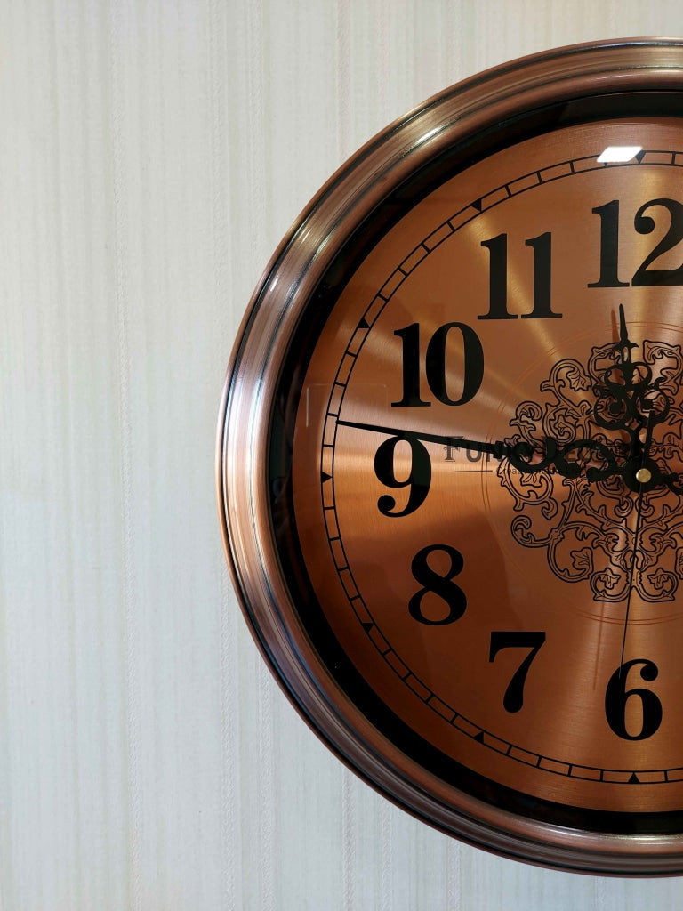 FunkyDecors Copper Elegant Design Wall Clock Watch Decor For Home Office And Gifts 42 Cm Tall