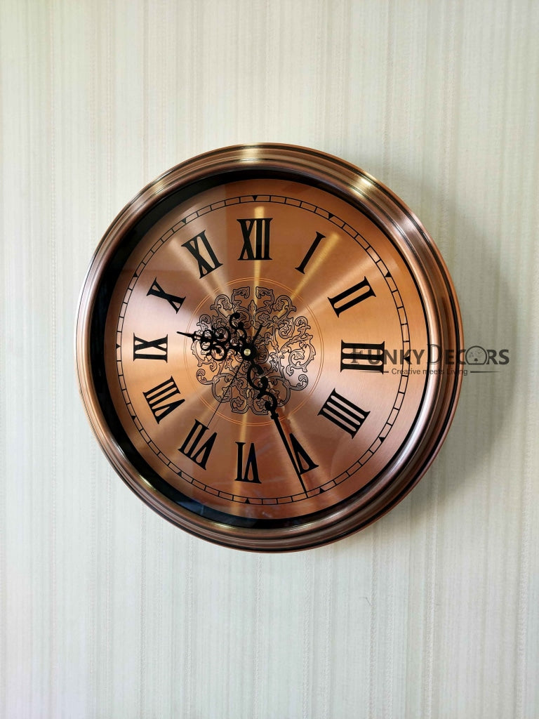 FunkyDecors Copper Elegant Design Wall Clock Watch Decor For Home Office And Gifts 42 Cm Tall
