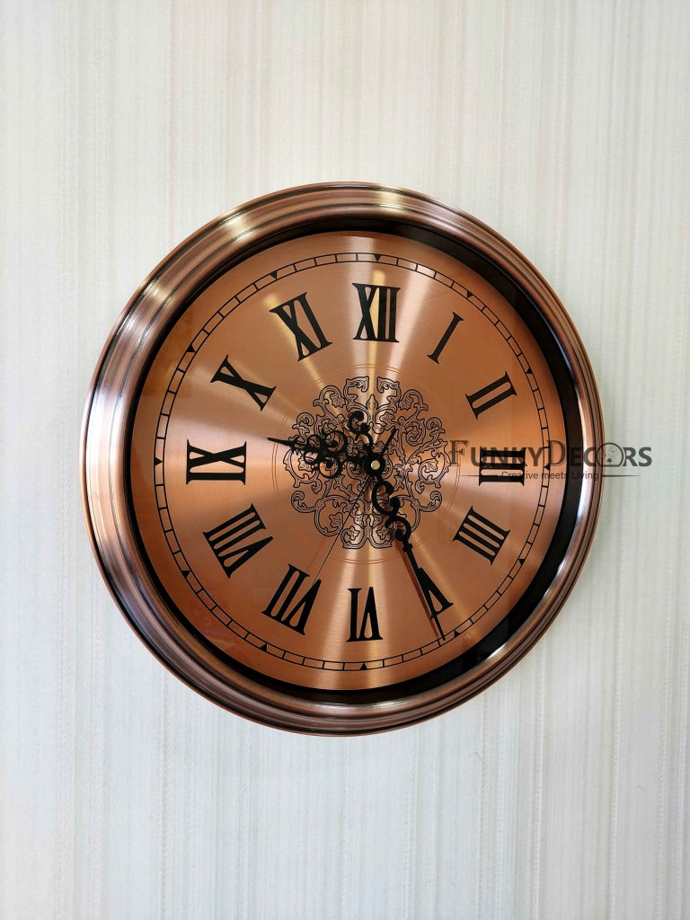 FunkyDecors Copper Elegant Design Wall Clock Watch Decor For Home Office And Gifts 42 Cm Tall