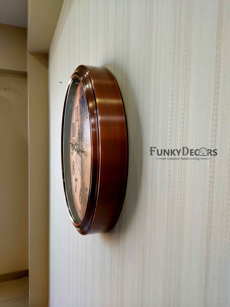 FunkyDecors Copper Elegant Design Wall Clock Watch Decor For Home Office And Gifts 42 Cm Tall