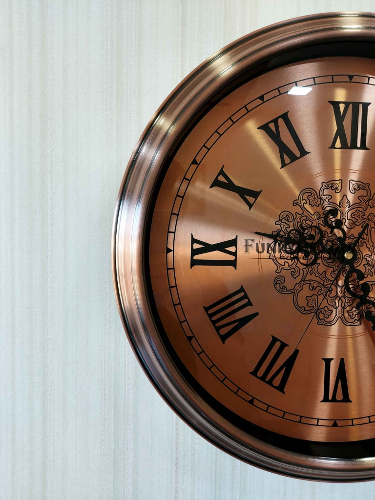 FunkyDecors Copper Elegant Design Wall Clock Watch Decor For Home Office And Gifts 42 Cm Tall
