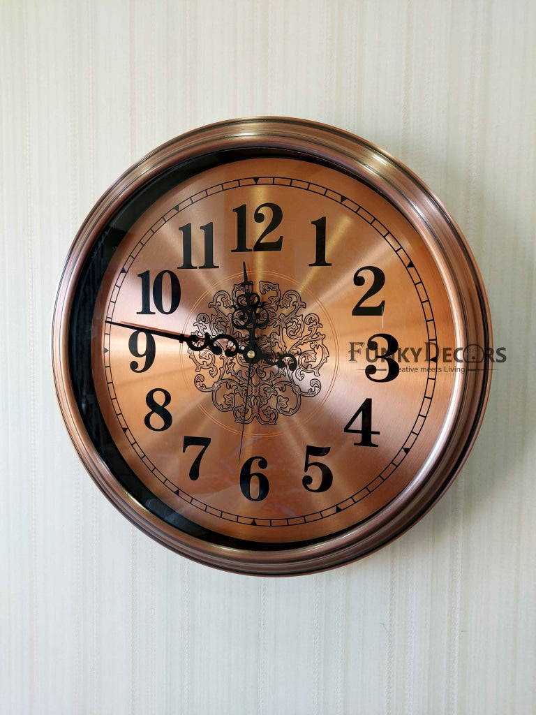 FunkyDecors Copper Elegant Design Wall Clock Watch Decor For Home Office And Gifts 42 Cm Tall