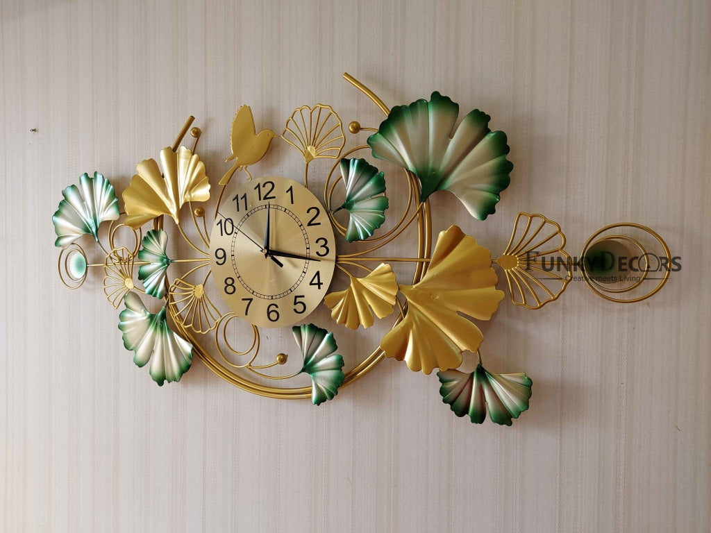 Funkytradition Creative Luxury Decoration Multicolor Horizontal Flower Bird Wall Clock Watch Decor