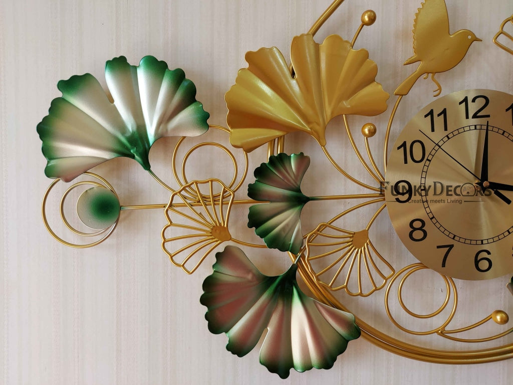 Funkytradition Creative Luxury Decoration Multicolor Horizontal Flower Bird Wall Clock Watch Decor