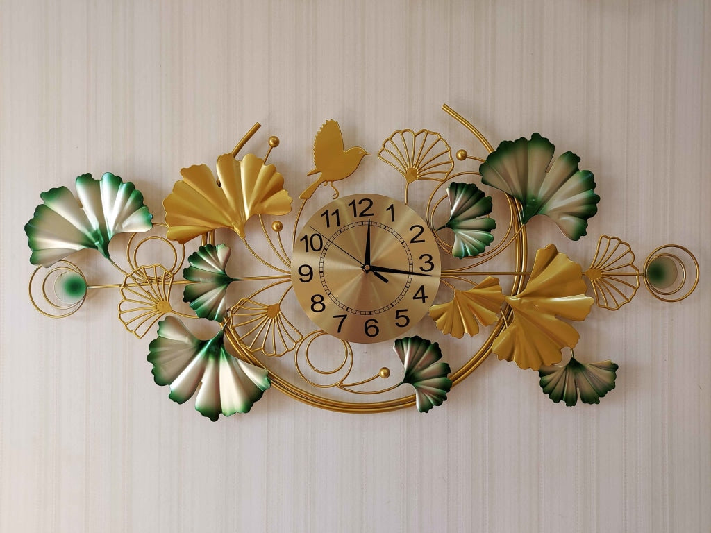 Funkytradition Creative Luxury Decoration Multicolor Horizontal Flower Bird Wall Clock Watch Decor