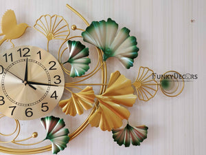 Funkytradition Creative Luxury Decoration Multicolor Horizontal Flower Bird Wall Clock Watch Decor
