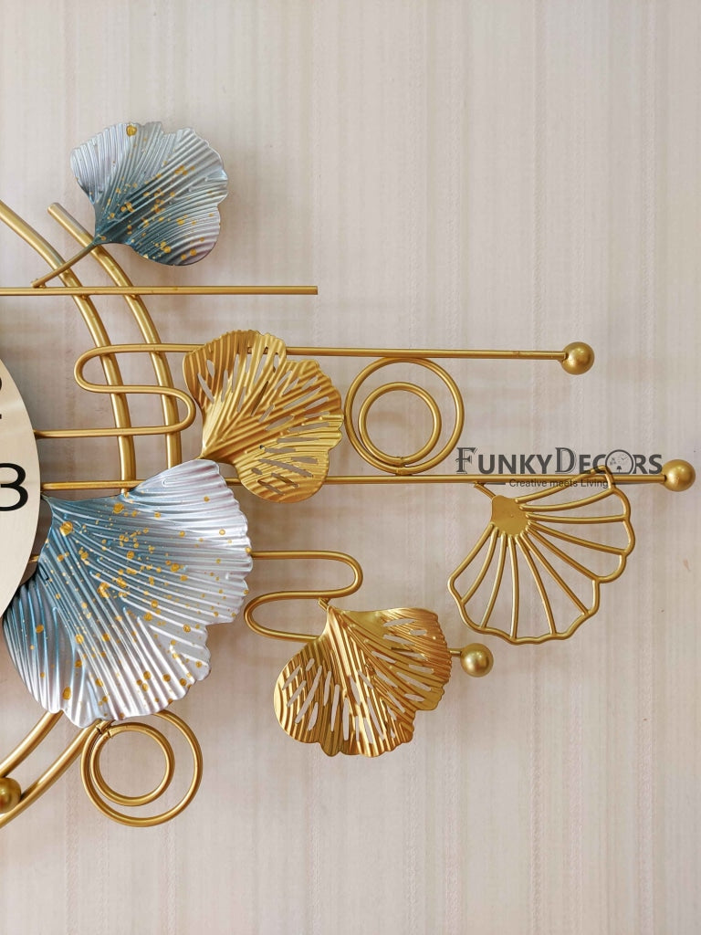 FunkyDecors Creative Luxury Decoration Multicolor Horizontal Flower Wall Clock Watch Decor For
