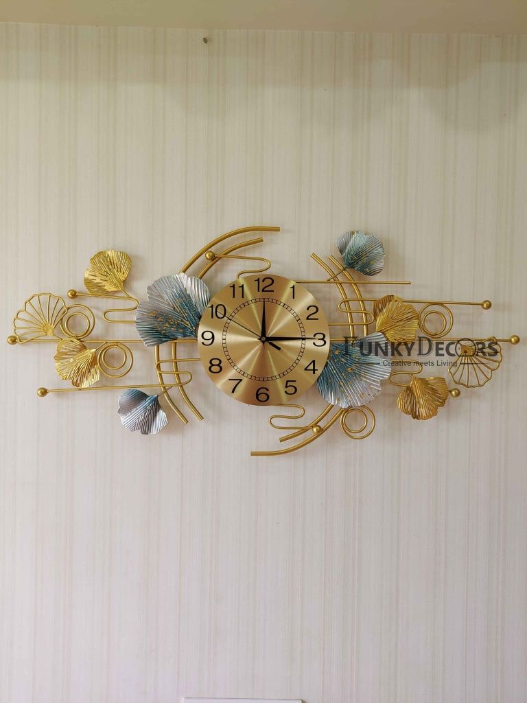 Funkytradition Creative Luxury Decoration Multicolor Horizontal Flower Wall Clock Watch Decor For