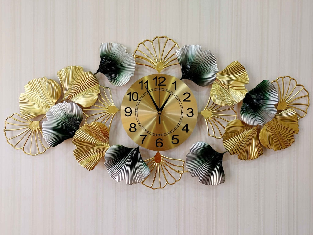 FunkyDecors Creative Luxury Decoration Multicolor Horizontal Flower Wall Clock Watch Decor For
