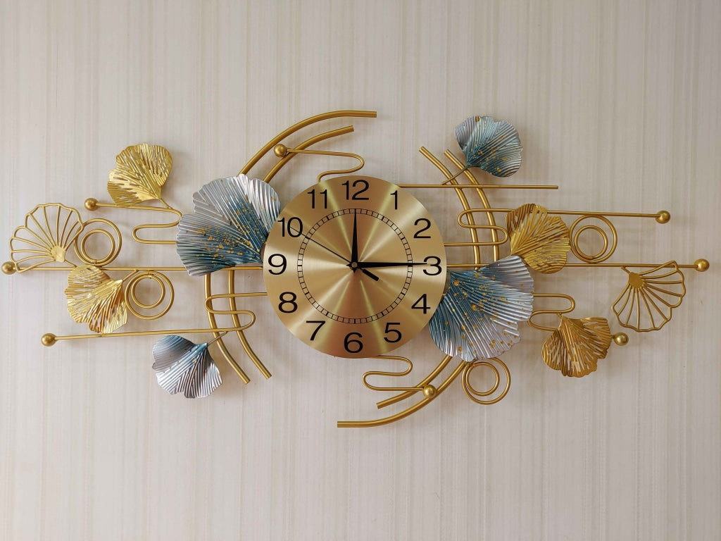 FunkyDecors Creative Luxury Decoration Multicolor Horizontal Flower Wall Clock Watch Decor For
