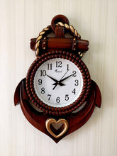Load image into Gallery viewer, Funkytradition Decorative Retro Anchor Ship Steering Heart Shape Wall Clock For Home Office Decor
