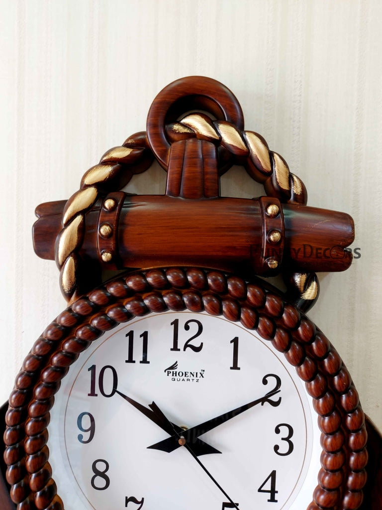 FunkyDecors Decorative Retro Anchor Ship Steering Heart Shape Wall Clock For Home Office Decor