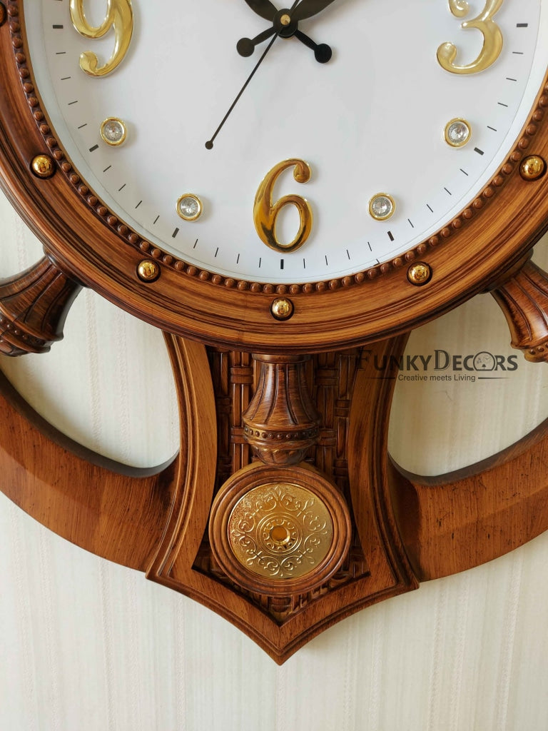 Funkytradition Decorative Retro Anchor Ship Steering Shape Plastic Pendulum Wall Clock For Home