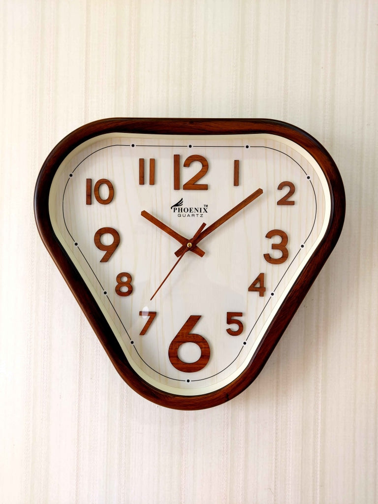 FunkyDecors Decorative Retro Triangle Wall Clock For Home Office Decor And Gifts 37 Cm Tall