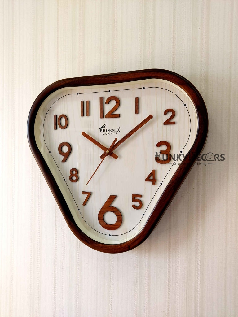 Funkytradition Decorative Retro Triangle Wall Clock For Home Office Decor And Gifts 37 Cm Tall