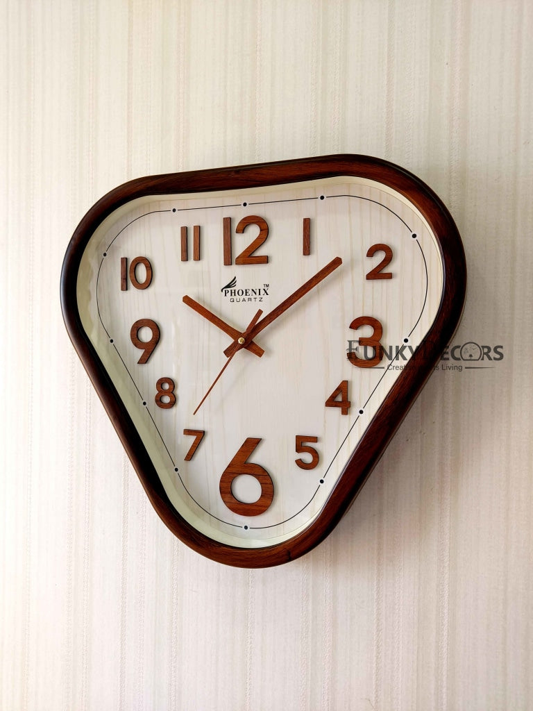 FunkyDecors Decorative Retro Triangle Wall Clock For Home Office Decor And Gifts 37 Cm Tall